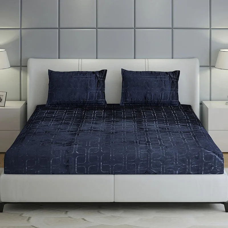 Monte Carlo Gentle Geometry Bedsheet (Blue) - 300 GSM media 1