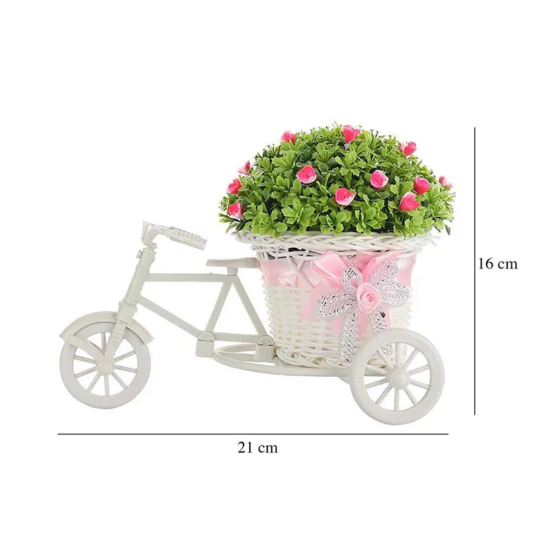 Faux Pink Artificial Flower Plant On Mini Cycle Rikshaw media 5