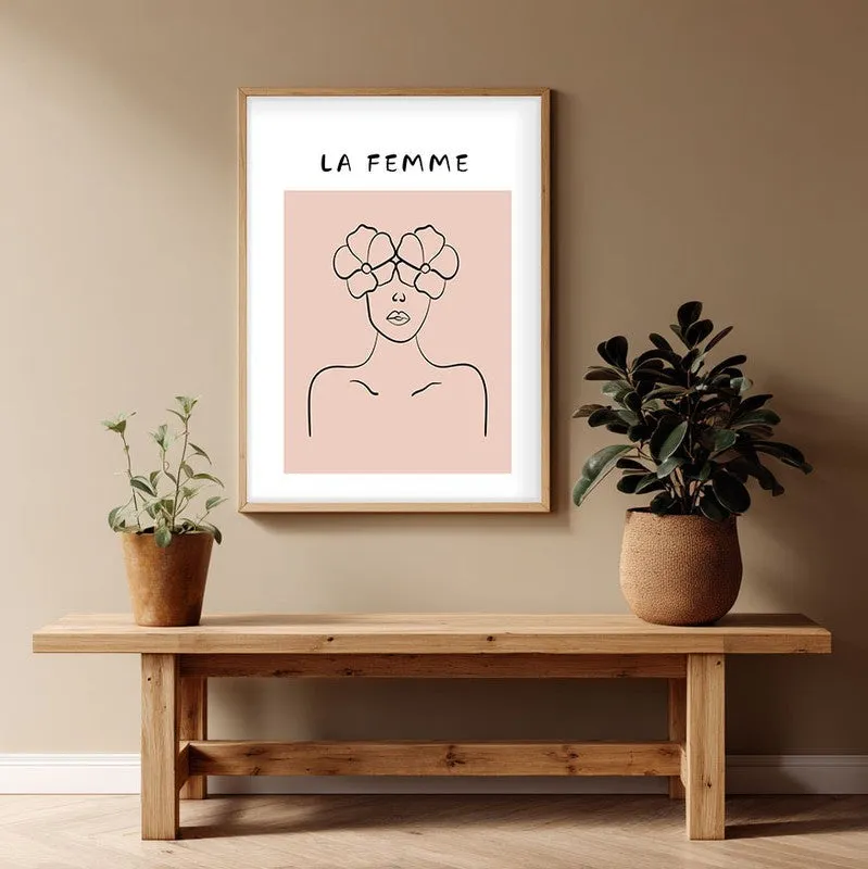 Petal Gaze Canvas Wall Painting With Brown Frame media 1