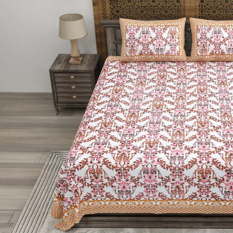Grida Cotton Bedsheet (Rust,Pink) - 240 TC media 3