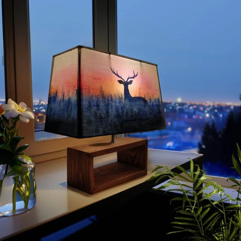 Horizon Dawn Handpainted Fabric Table Lamp - Multicolor media 1
