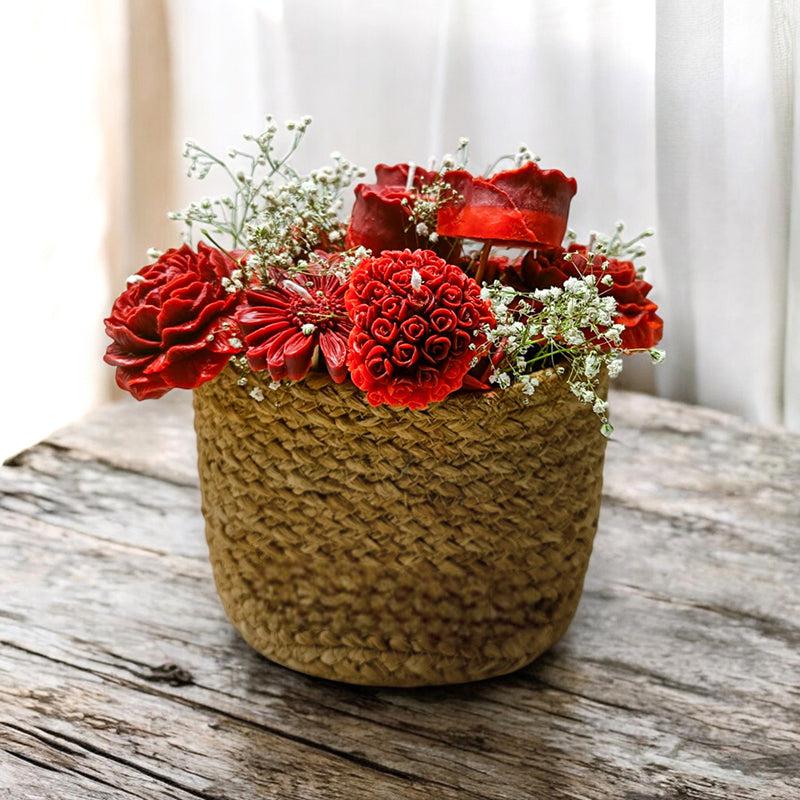Crimson Whispers Rose Scented Soy Wax Candle Bouquet media 4