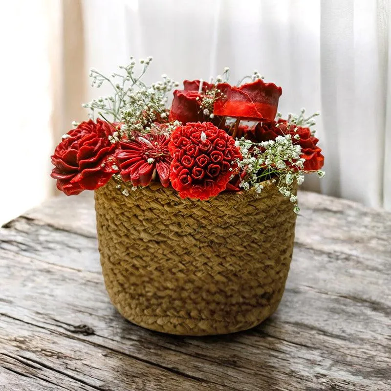 Crimson Whispers Rose Scented Soy Wax Candle Bouquet media 4
