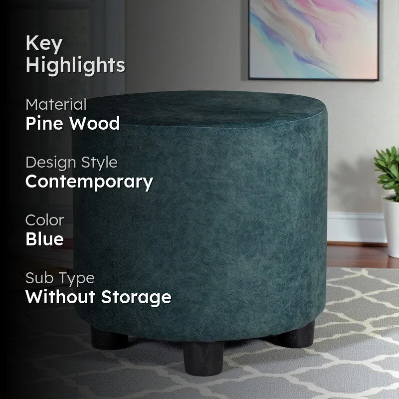 Mrixon Pine Wood Pouffe - Blue media 2