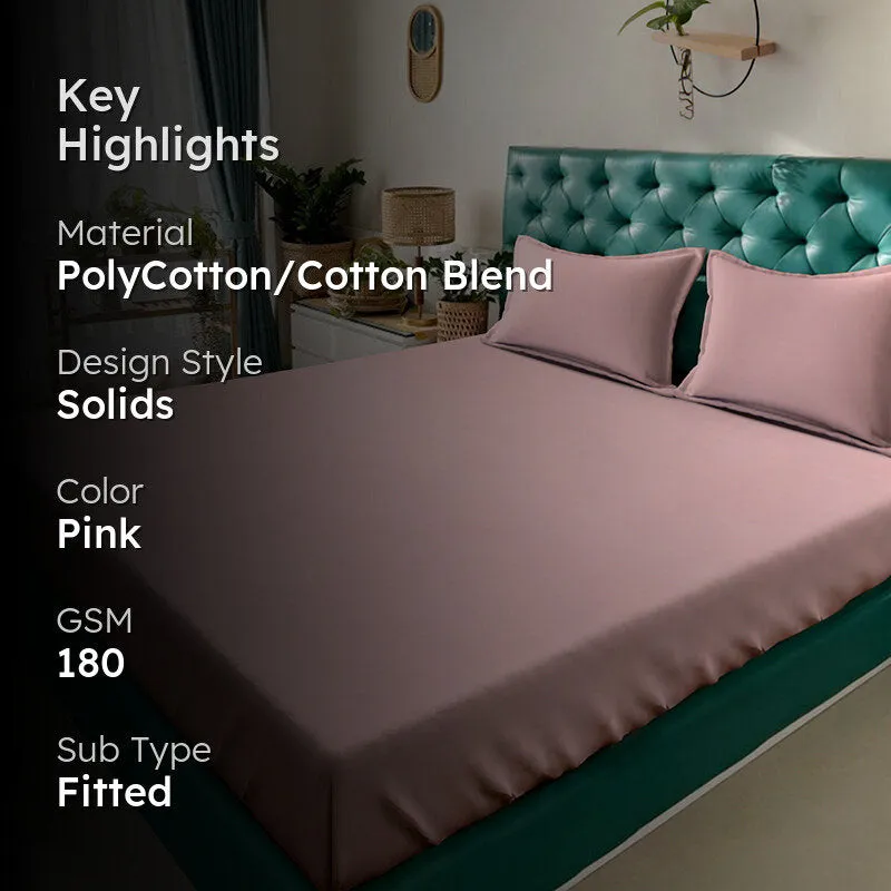 Ress Fitted Bedsheet (Light Pink) - 180 GSM media 2