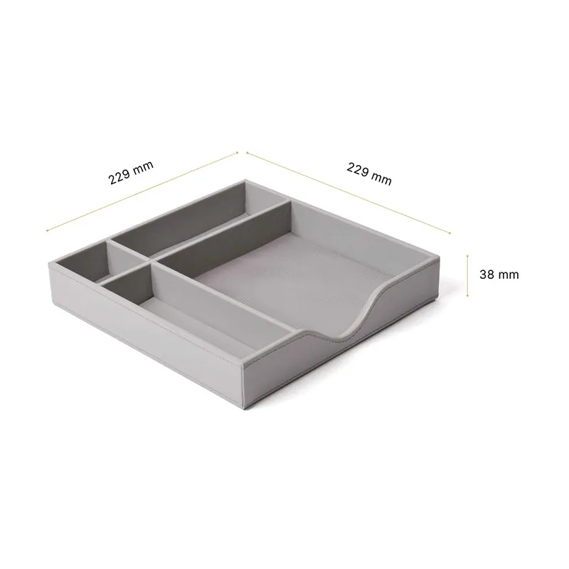 Veltrix Cube Faux Leather Desk Organiser - Grey media 9