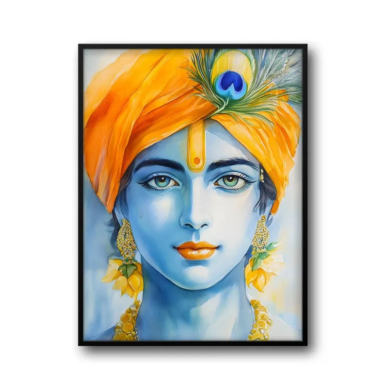 Divine Madhava  Spiritual Archival Paper Wall Painting With Frame - Black media 5