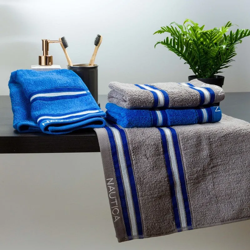 Nautica Dove Dual Down Cotton Hand Towel (Dark Grey & Blue) - Set Of Four media 3