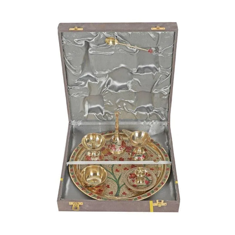 Brass Meena Pooja Thali - Set Of Six media 3