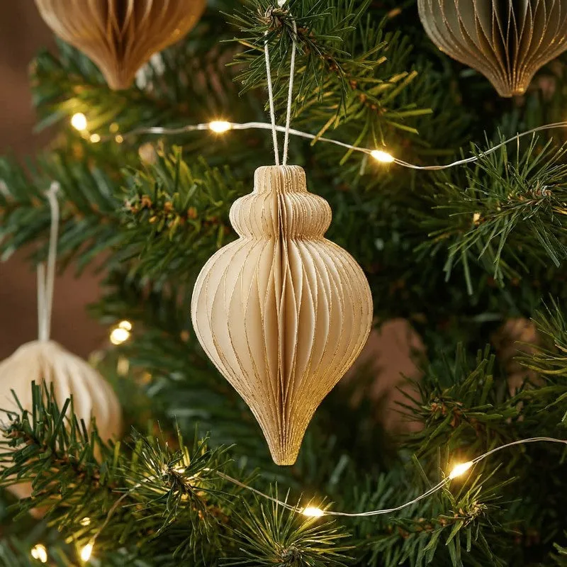 Fig Living Christmas Ornaments (Off (White & Gold Glitter) - Pack Of Three) - Set Of Three media 1