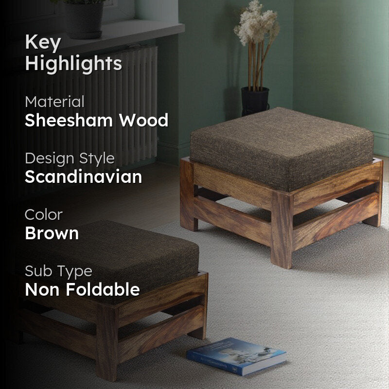 Lynex Sheesham Wooden Bench with Cushions (Brown) - Four Piece Set media 2