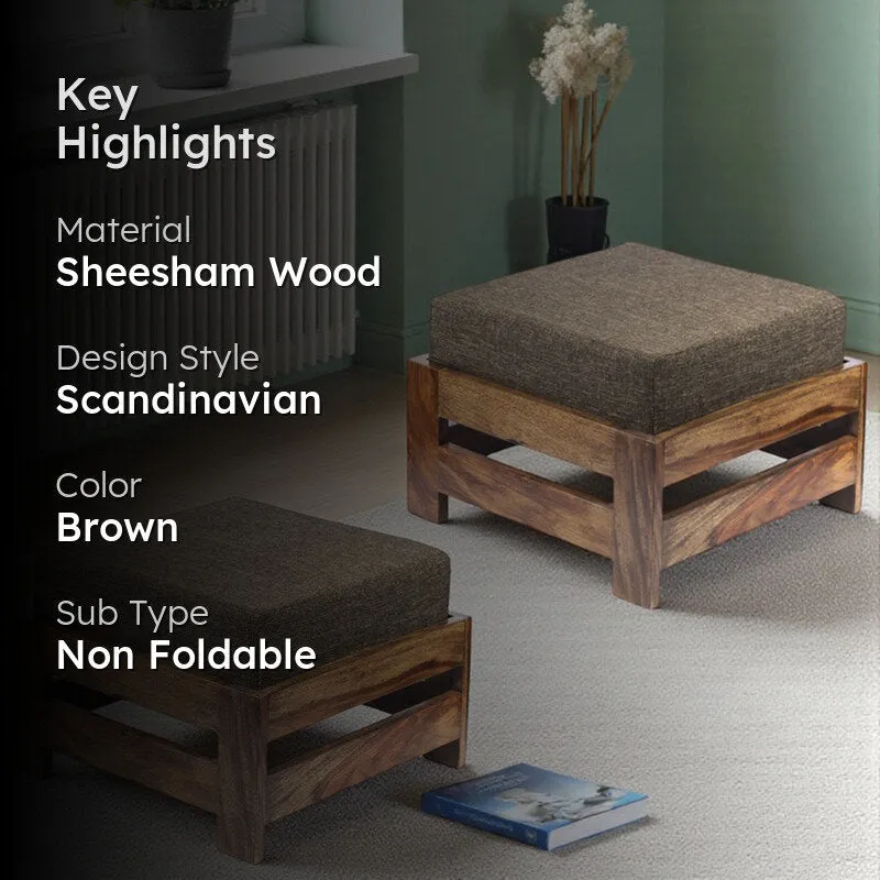 Lynex Sheesham Wooden Bench with Cushions (Brown) - Four Piece Set media 2