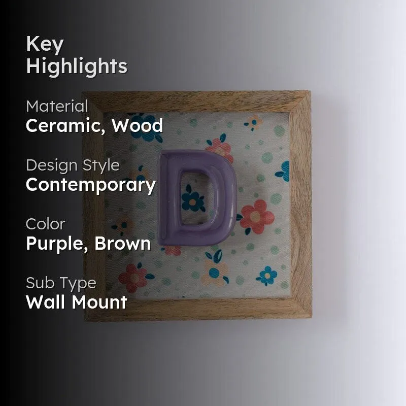(D) Mini Mottled Mono Ceramic & Wooden Wall Accent - Purple media 2