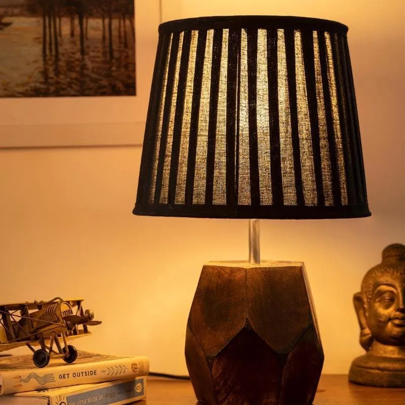 Illeana Pleated Hexa Dome Fabric Table Lamp - Black,Brown media 1