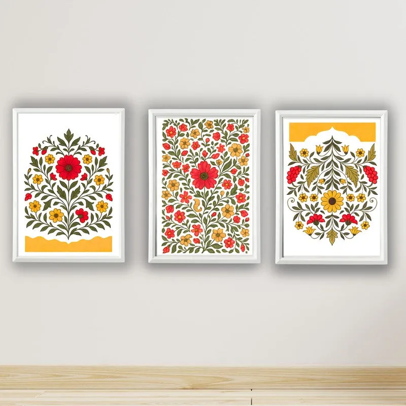 Indigo Garden Paper Wall Painting With Frame - White media 3