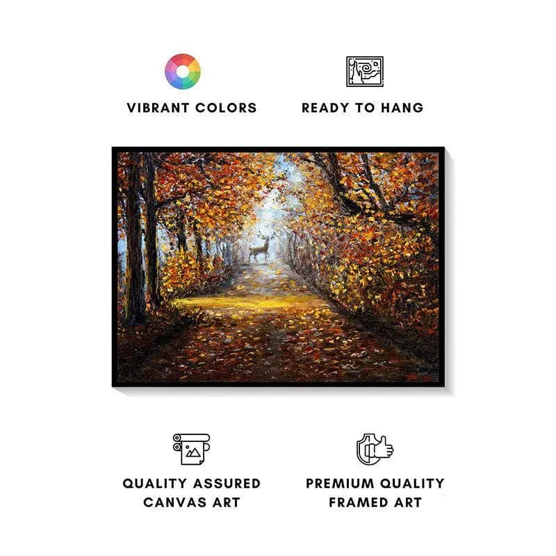 Deer In The Park Canvas Wall Painting - Black Frame media 4