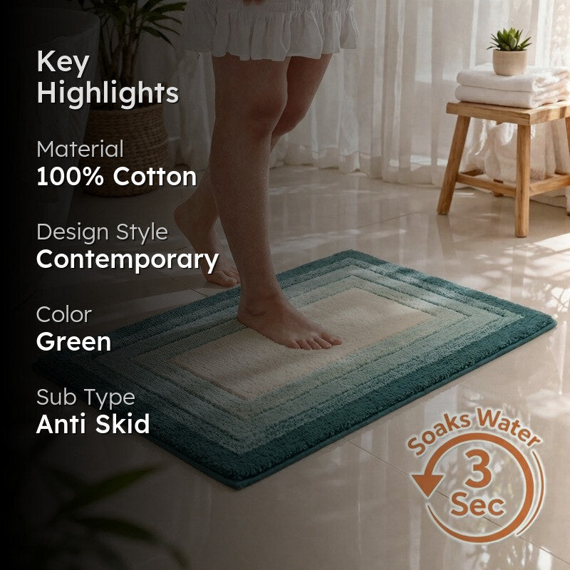 Dryora Cotton Bath Mat - Green media 2