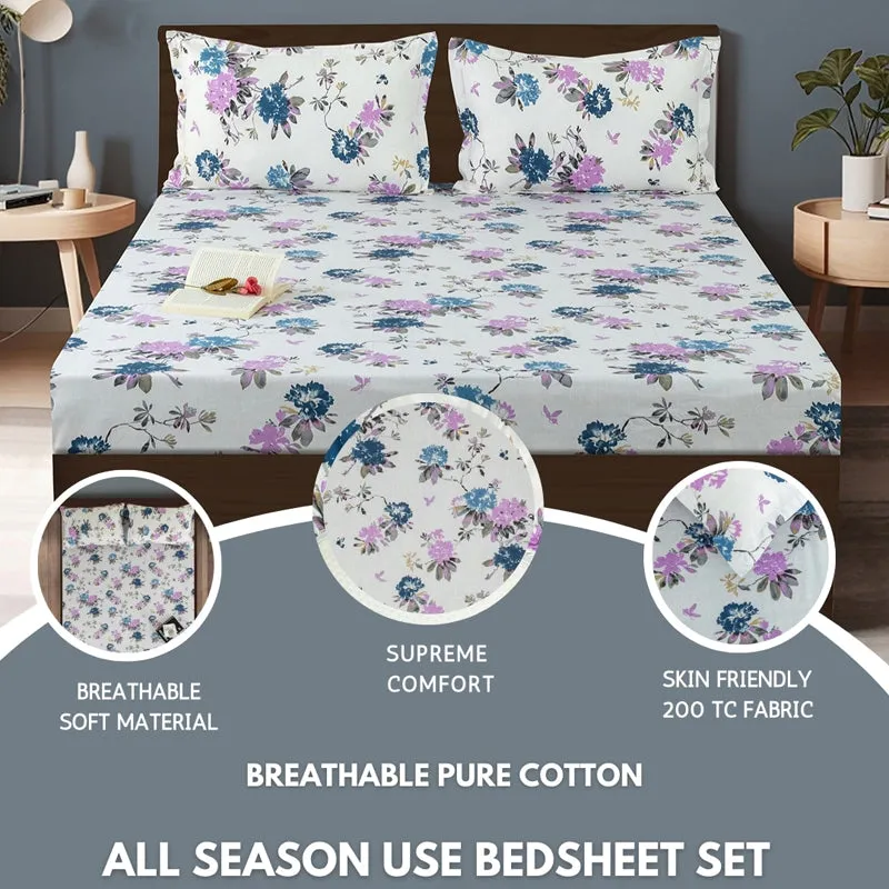Swayam Ruvo Rosa Cotton Bedsheet (Purple) - 200 TC media 10