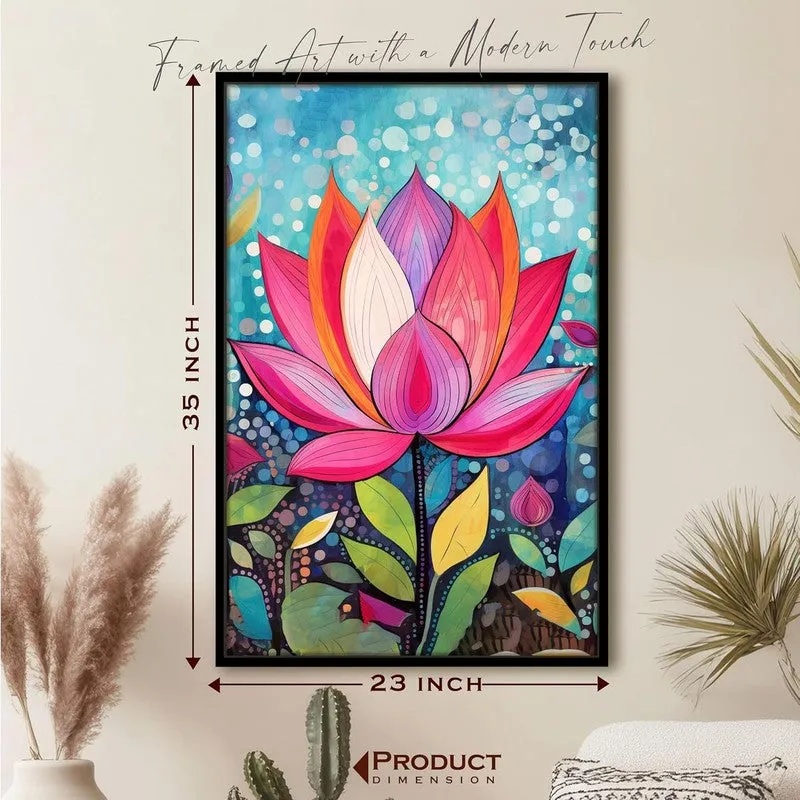 Kaleidoscope Lotus Wall Art With Frame media 8