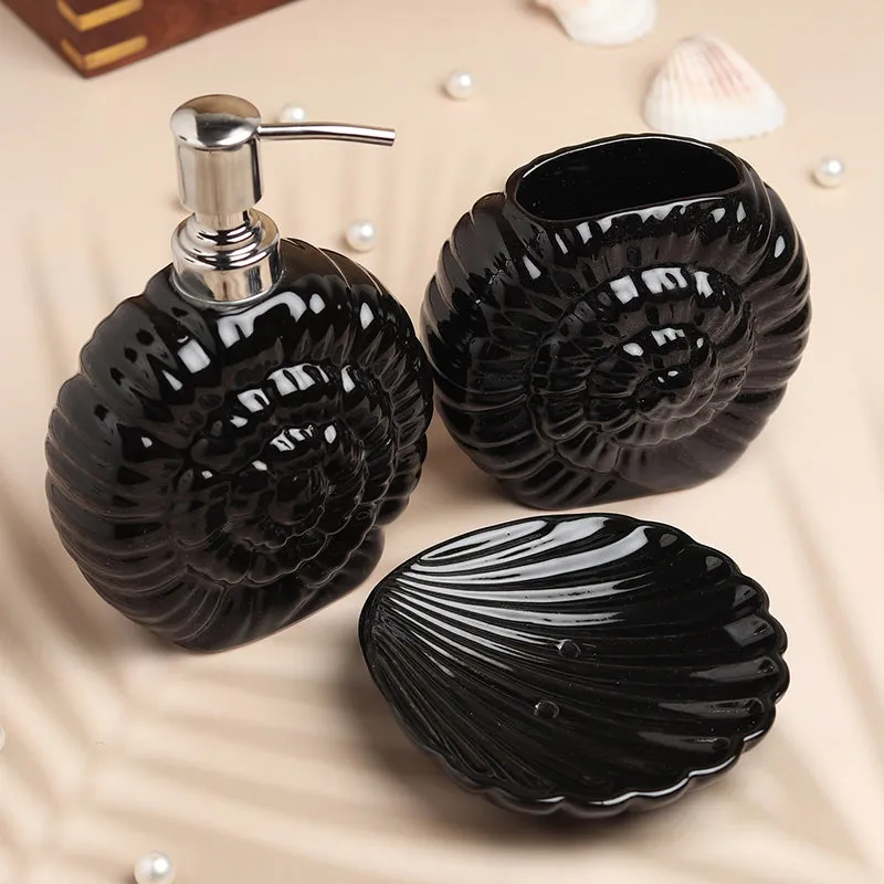 Ocean Noir Ceramic Bathroom Set - Three Piece Set media 1