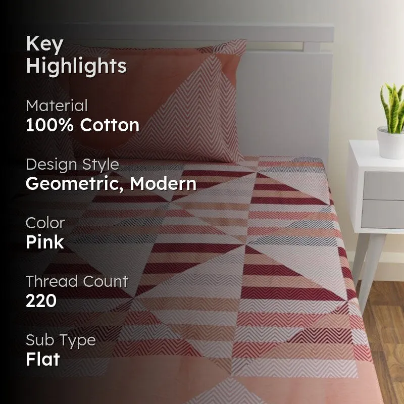 Pampee Printed Cotton Bedsheet (Coral) - 220 TC media 2