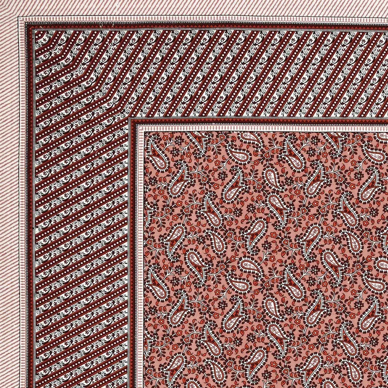 FloralNest Cotton Bedsheet (Red) - 144 TC media 5