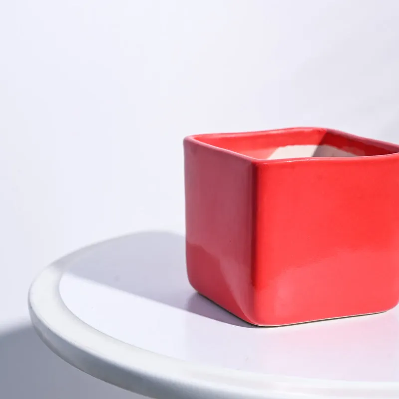 Ugaoo Square Orange Ceramic Pot media 4