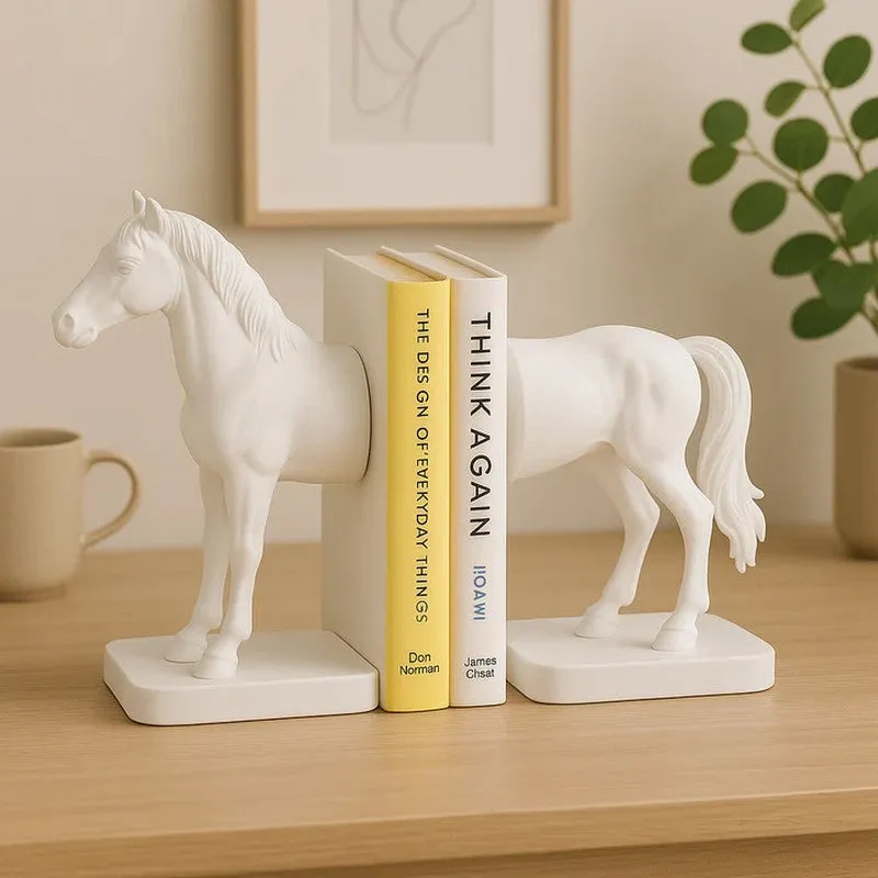 Classic Horse Design Book End - White media 1