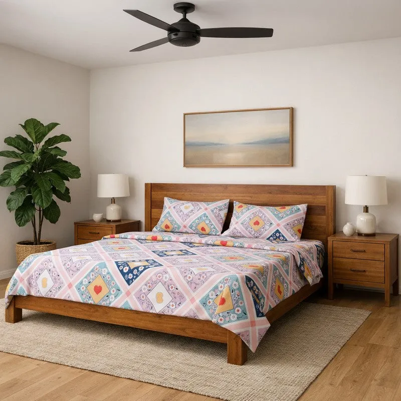 Love Grid Microfiber Bedsheet - 125 GSM media 1