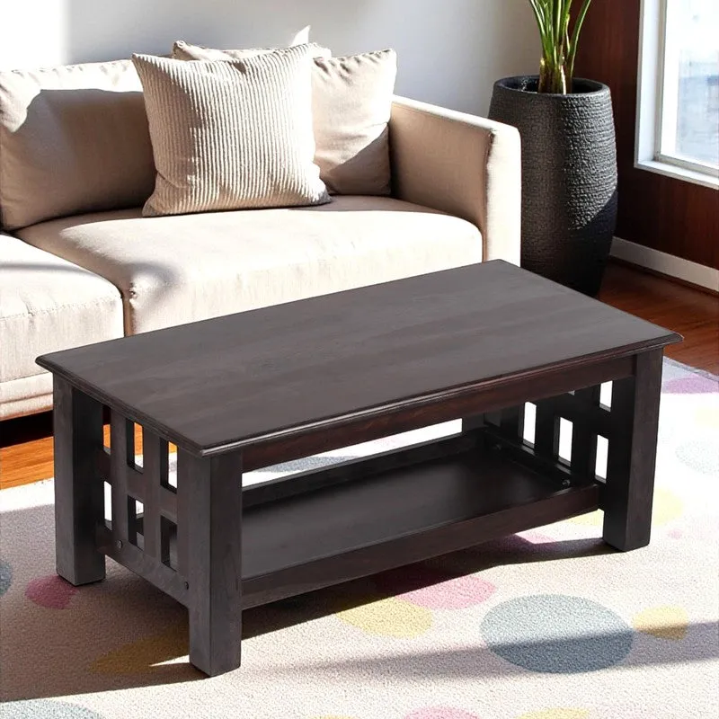 Brenox Sheesham Wooden Center Table - Black media 3