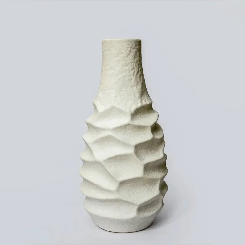 Ivoria Sculpted Ceramic Vase - White media 3