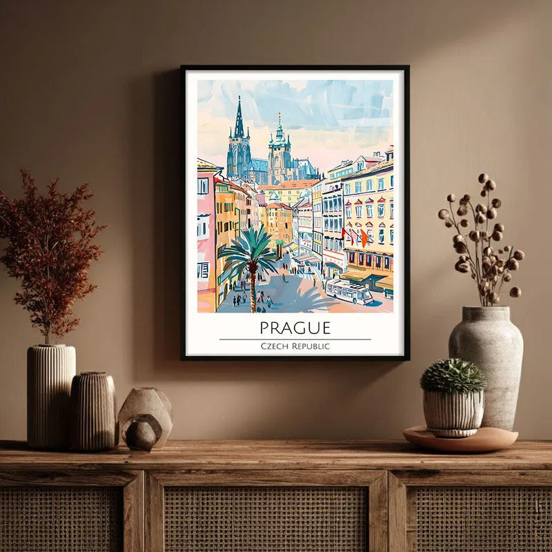 Vintage Prague Framed Canvas Wall Painting media 3
