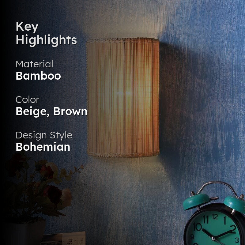 Hemisphere Bamboo Wall Lamp - Beige media 2