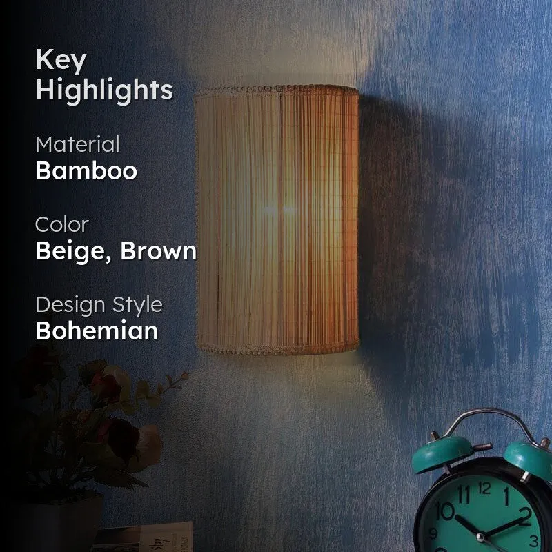 Hemisphere Bamboo Wall Lamp - Beige media 2