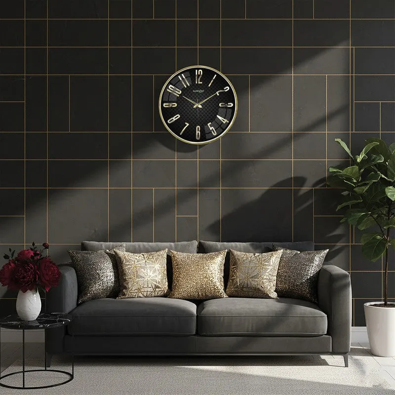 Elite Prestige Hourface Plastic Clock - Black & Gold media 4