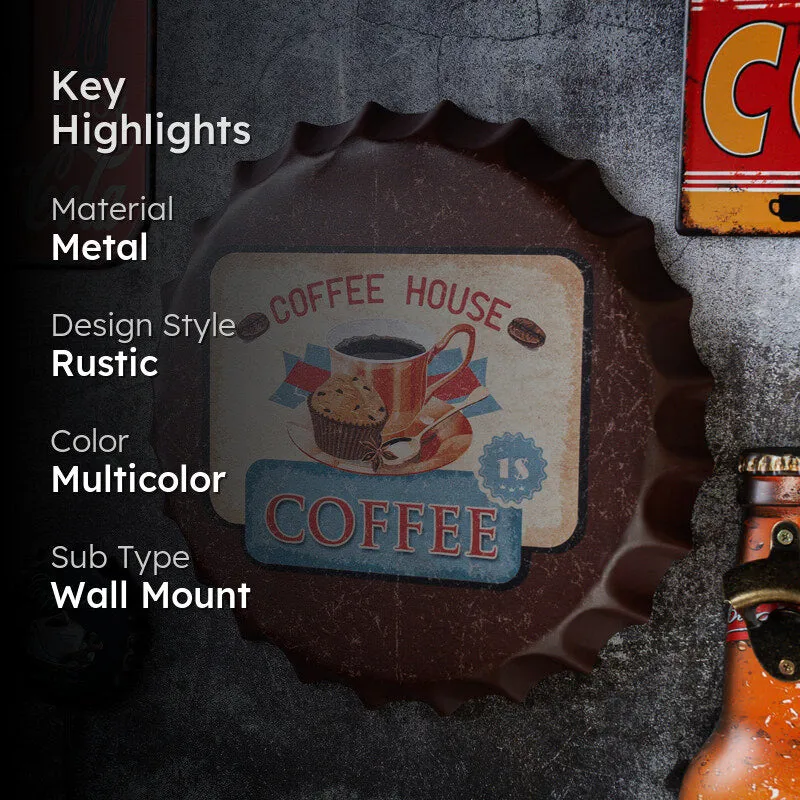 Cooffee House Bottle Cap Metal Wall Accent media 2