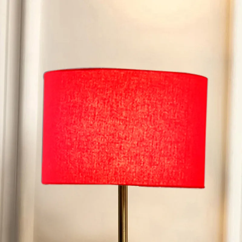 Glow Mesa Cotton & Metal Table Lamp (Drum) - Red,Gold media 3