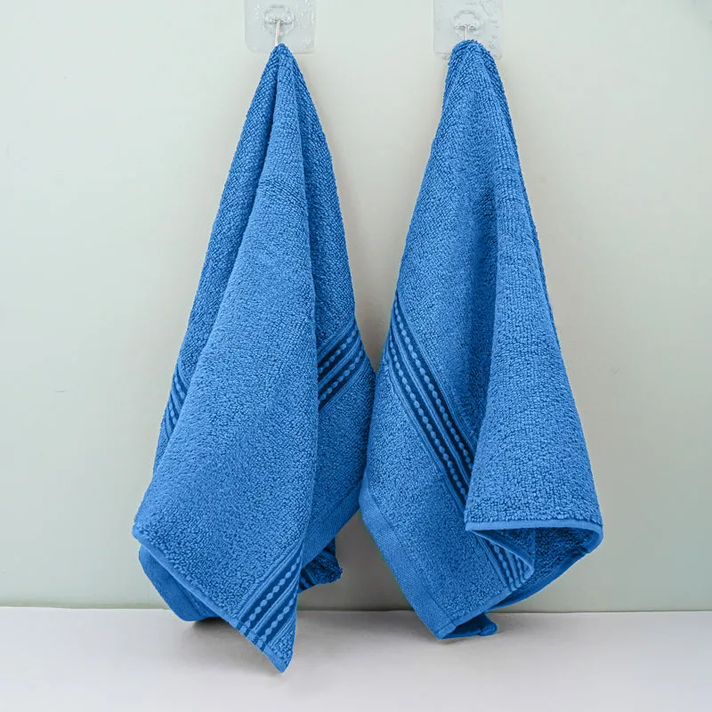 Micro Cotton LuxeDry Solid Hand Towel (Blue) - Set Of Two media 3