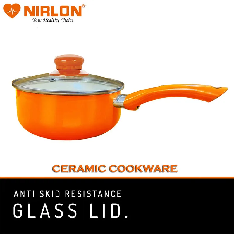 Nirlon Ceramic Coating Saucepan With Lid - 2200 ML/7 Inches media 7