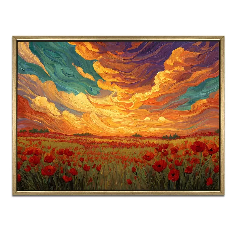 Poppy Horizon Canvas Wall Painting With Frame media 3