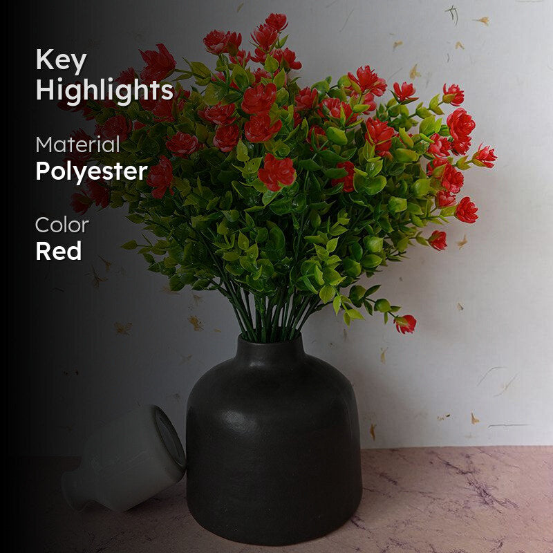 Faux Kalanchoe Flower Stick ( Bright Red) - Set of Five media 2