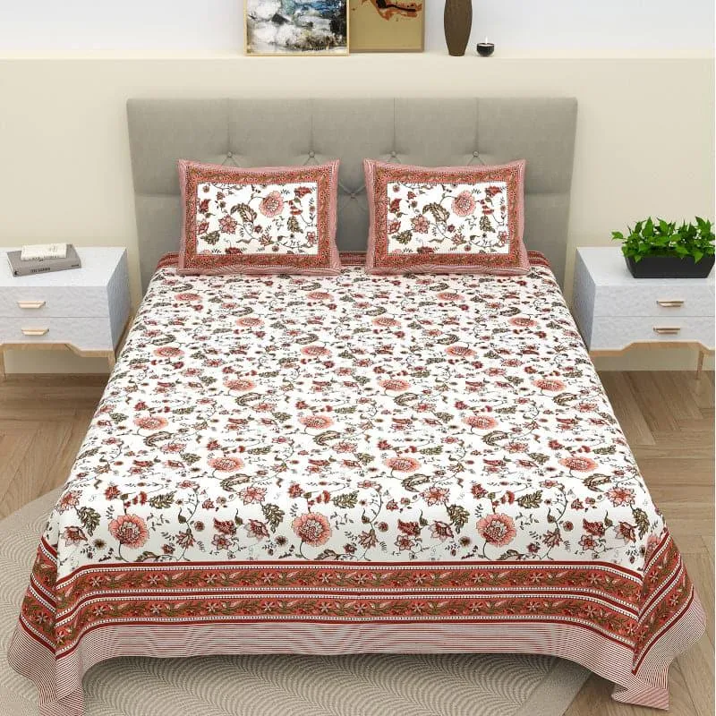 Kanhara Floral Cotton Bedsheet - 124 TC media 1