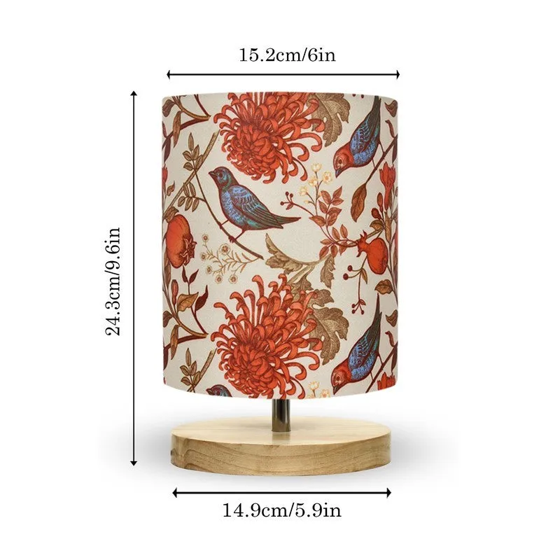 Table lamp on white background with printed dimension arrows around it