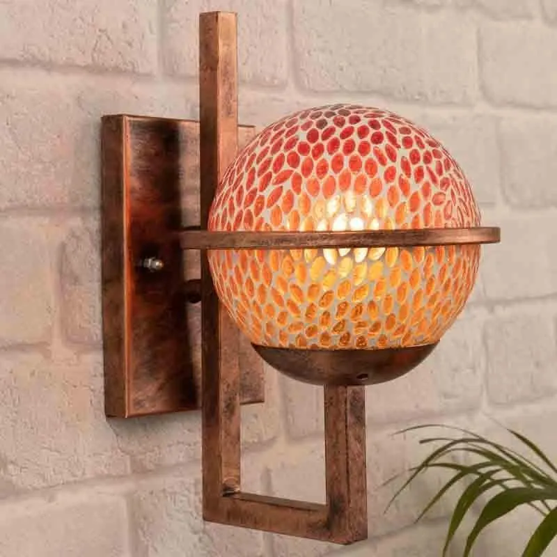 Mosaic Moon Glass & Metal Wall Lamp media 1