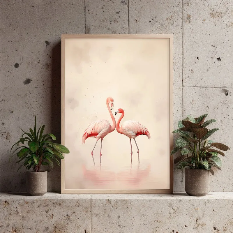 Flamingo Flo Archival Canvas Wall Art - Natural Brown Frame media 4