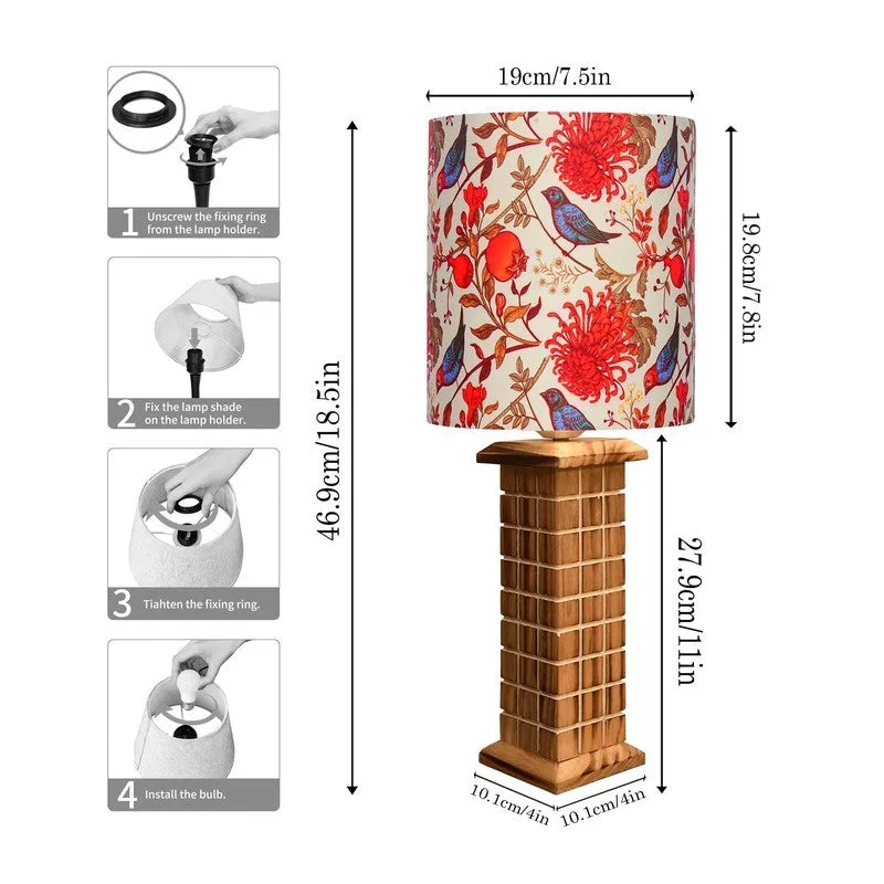 VistaGlow Designer Wooden Table Lamp - Multicolor media 7