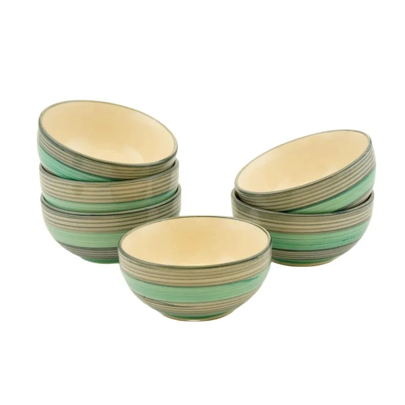 Morsel Ceramic Snack Bowls (Green, 180 mL Each) - Set Of Six media 5