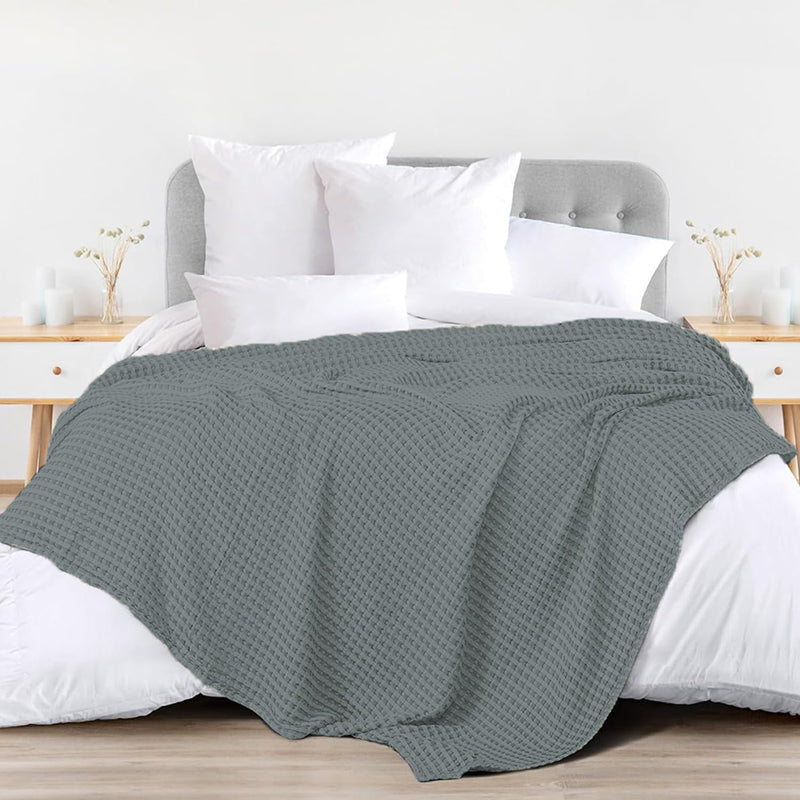 Urban Space Waffle Cotton Blanket (Grey) - 250 GSM media 3