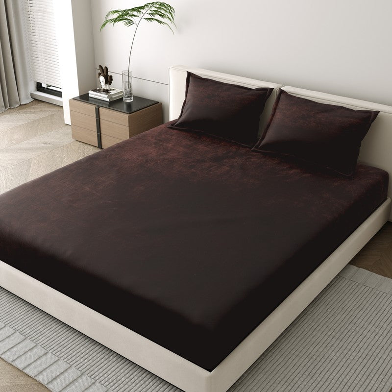 VelvetDream Woolen Bedsheet (Dark Brown) - 150 GSM