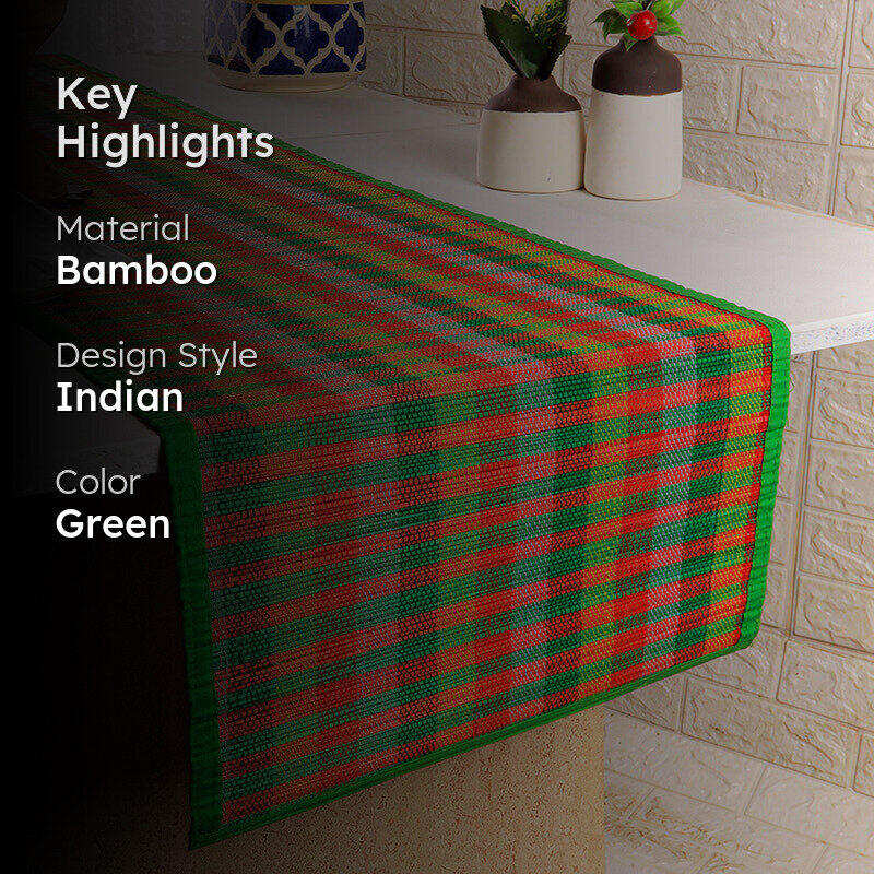 Chequered Zen Bamboo Table Runner - Green media 2